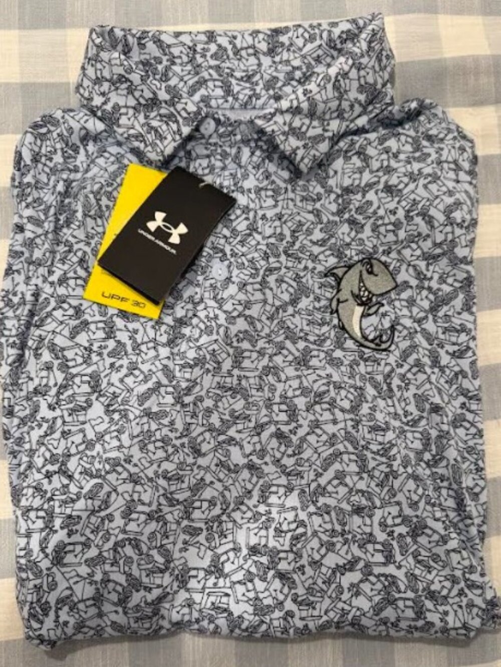 Under Amour Men's Golf "Shark Playoff Polo" in Blue, Large (NEW WITH TAGS)